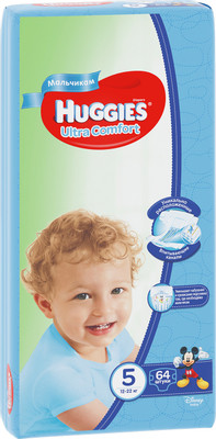 Подгузники Huggies Ultra Comfort для мальчиков р.5 12-22кг, 64шт