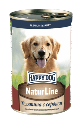 Корм Happy Dog Natur Line Телятина с сердцем для собак, 410г