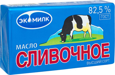 Масло сливочное Экомилк ГОСТ высшего сорта 82.5%, 180г