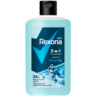 Гель Rexona Men Горный лёд 2в1 для душа и шампунь, 490мл