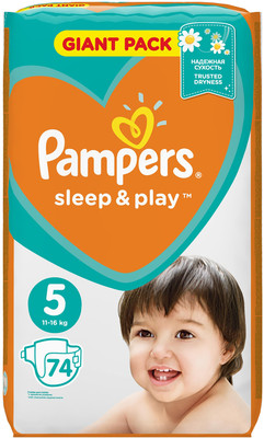 Подгузники Pampers Sleep&Play Junior р.5 11-16кг, 74шт