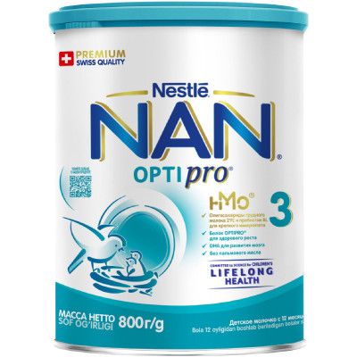 Смесь Nan 3 Optipro молочная с 12 месяцев, 800г