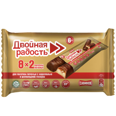 Печенье Савинов Двойная Радость с карамелью в шоколадной глазури, 400г