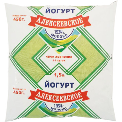 Йогурт Алексеевское Молоко 1.5%, 450мл