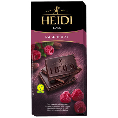 Тёмный шоколад Heidi с кусочками малины, 80г