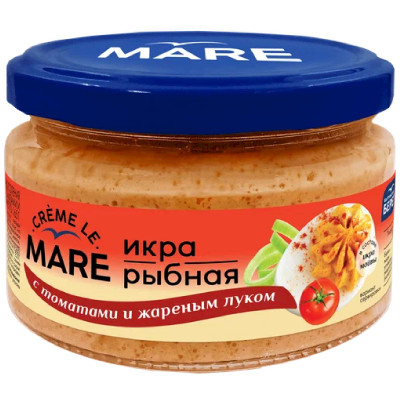 Икра Creme Le Mare рыбная слабосоленая в соусе с томатами и жареным луком, 165г
