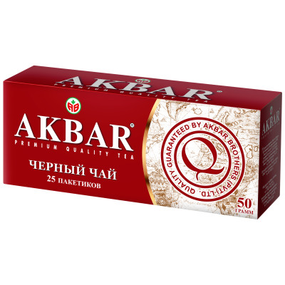 Чай Akbar Классическая Серия чёрный байховый мелкий в пакетиках, 25х2г