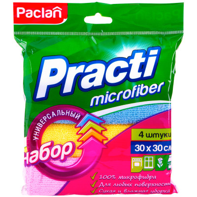 Набор салфеток Paclan Microfiber универсальных 30x30см, 4шт