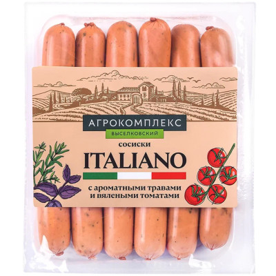 Сосиски Агрокомплекс Выселковский Italiano с ароматными травами и вялеными томатами вареные, 360г