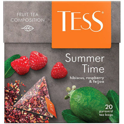 Чай Tess Summer чёрный малина-шиповник-гибискус в пирамидках, 20х2г