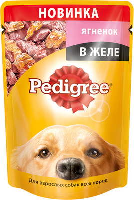 Корм Pedigree с ягнёнком в желе для взрослых собак всех пород влажный, 100г