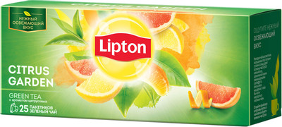 Чай Lipton Citrus Garden зелёный байховый в пакетиках, 25х1.4г