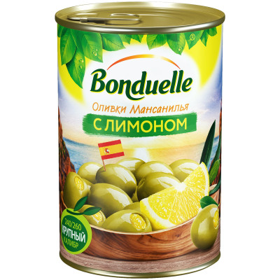 Оливки Bonduelle Мансанилья с лимоном, 300г