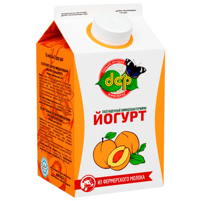 Йогурт DEP Деповский с фруктовым джемом абрикос 1.5%, 500мл
