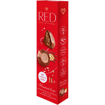 Конфеты Red Delight из молочного шоколада с ореховой начинкой, 44г