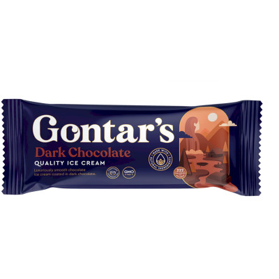 Мороженое GONTARS Темный Шоколад молочное шоколадное в шоколадной глазури с растительным жиром эскимо 12%, 83г