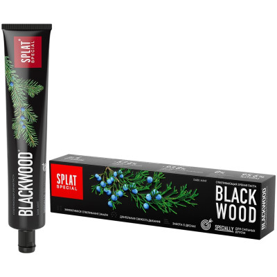 Зубная паста Splat Special Blackwood Черное дерево для отбеливания зубов без фтора, 75мл