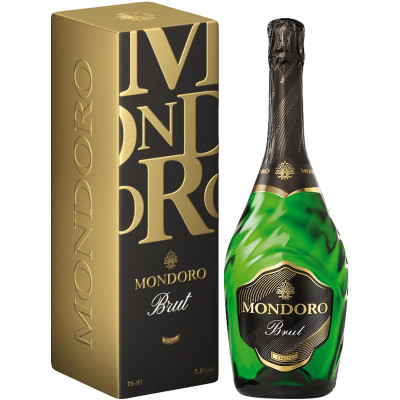 Вино игристое Mondoro Brut белое сухое в подарочной упаковке 12%, 750мл