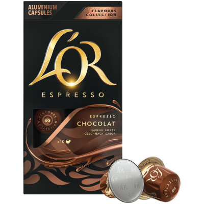 Кофе в капсулах Lor Espresso Шоколад натуральный жареный молотый с ароматом шоколада, 10x5.2г