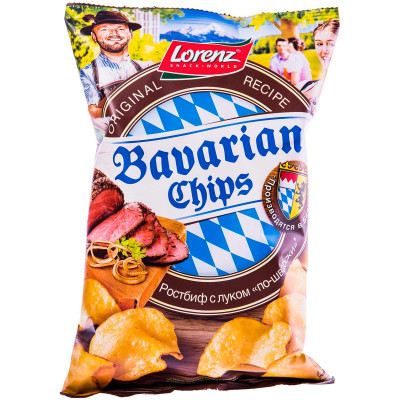 Чипсы Lorenz Bavarian Chips cо вкусом ростбифа с луком по-швабски, 75г