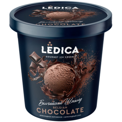 Мороженое Ledica Бельгийский Шоколад пломбир с шоколадным топпингом 12%, 300г