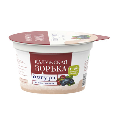 Йогурт Калужская Зорька малина-черника 3.2-4%, 180г
