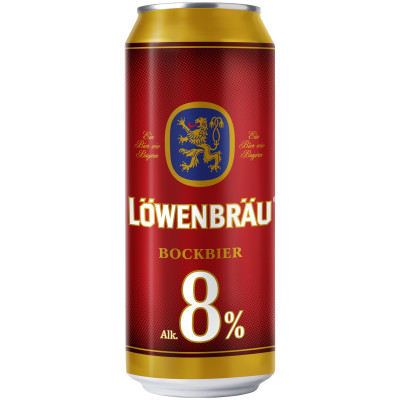 Пиво Löwenbräu Bockbier крепкое светлое пастеризованное 8%, 450мл