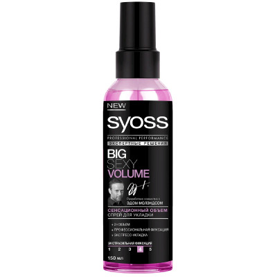Спрей для укладки волос Syoss Big Sexy Volume экспресс-укладка экстрасильная фиксация 4, 150мл