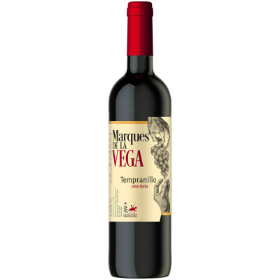 Вино Marques de la Vega Tempranillo La Mancha DOP красное сухое 12.5%,  750мл