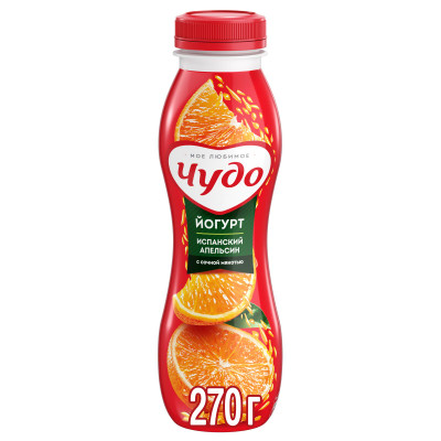 Йогурт питьевой Чудо Испанский апельсин 2.4%, 270мл