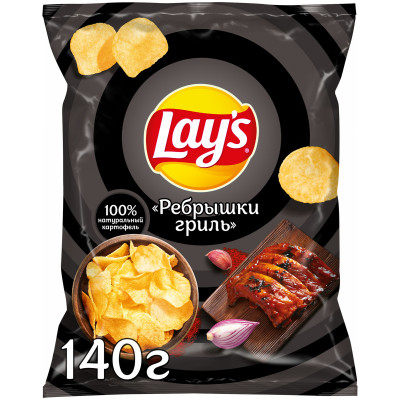 Чипсы картофельные Lay's со вкусом рёбрышки гриль, 140г