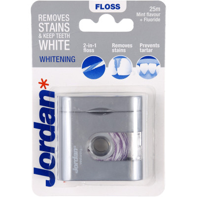 Зубная нить Jordan Dental Floss Whitening с фтором и мятным вкусом, 25м