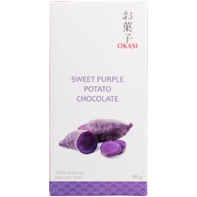Шоколад белый Okasi с фиолетовым бататом, 80г