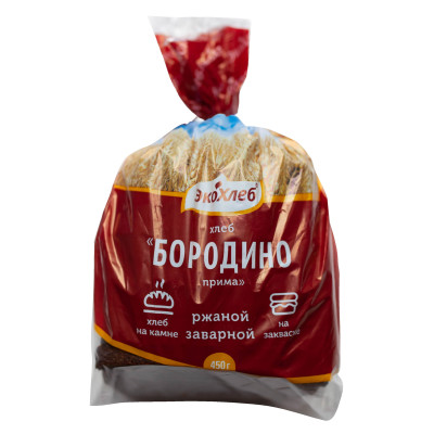 Хлеб Экохлеб Бородино прима часть изделия нарезка, 450г