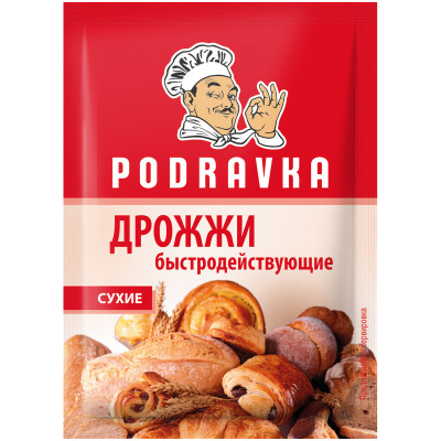 Дрожжи сухие Podravka хлебопекарные быстродействующие, 11г