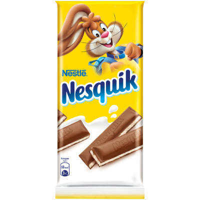 Шоколад молочный Nesquik с молочной начинкой, 100г