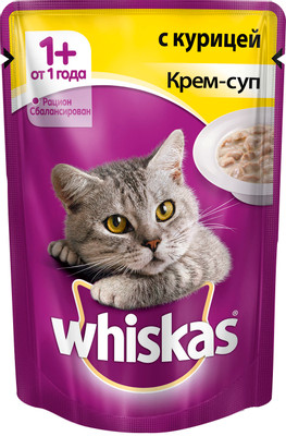Корм Whiskas Крем-суп с курицей для кошек, 85г