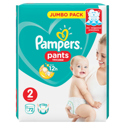 Подгузники-трусики Pampers Pants для мальчиков и девочек 4-8кг, 72шт