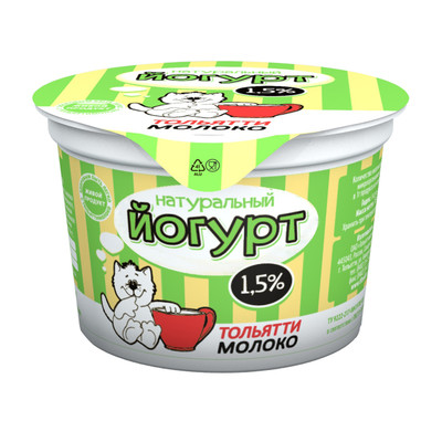 Йогурт Тольяттимолоко Натуральный 1.5%, 200г