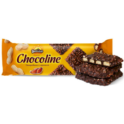 Печенье Шоколадово Chocoline с арахисом глазированное, 200г