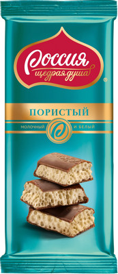 Шоколад белый Россия - Щедрая Душа! пористый, 82г