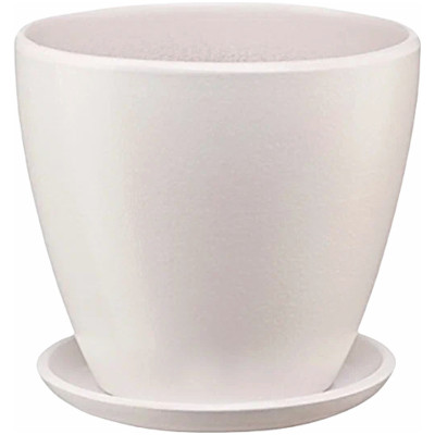 Горшок для цветов Engard Бутон керамический с подставкой молочно-белый, 1.4л