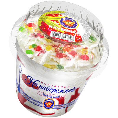 Мороженое сливочное Сам-По На набережной со вкусом клубники, 120г