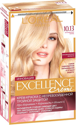 Крем-краска для волос L'Oreal Paris Excellence Creme легендарный блонд 10.13, 192мл