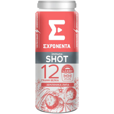 Кисломолочный напиток Exponenta Immuno Shot земляника-липа, 100мл