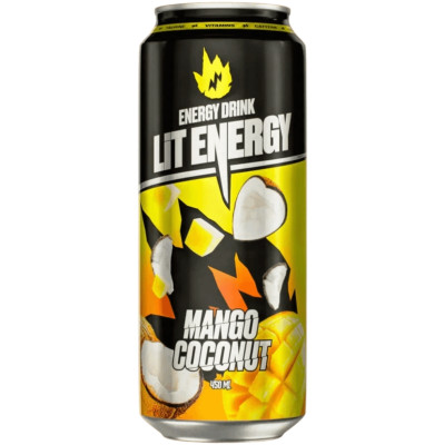 Напиток энергетический Lit Energy Mango Coconut безалкогольный тонизирующий газированный, 450мл
