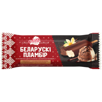 Мороженое Milk Republic двухслойное пломбир ванильный и пломбир шоколадный эскимо 15%, 80г