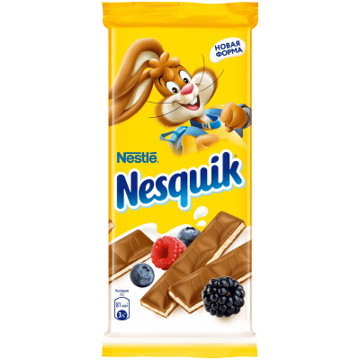 Шоколад молочный Nesquik с молочной начинкой и ягодами, 90г
