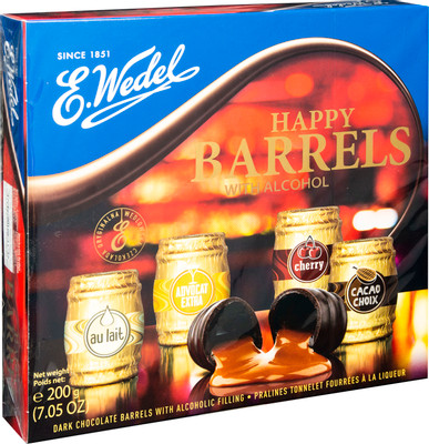 Набор конфет E. Wedel Happy Barrels Cocktail шоколадные с алкогольной начинкой, 200г