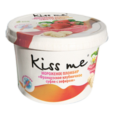 Мороженое Kiss Me французское клубничное суфле с зефиром 12%, 125г